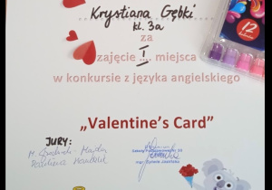 dyplom za kartkę walentynkową