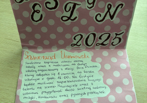 zaproszenie - praca ucznia