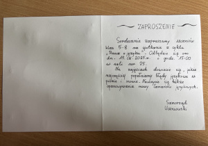 zaproszenie - praca ucznia