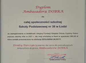 Dyplom Ambasadora Dobra
